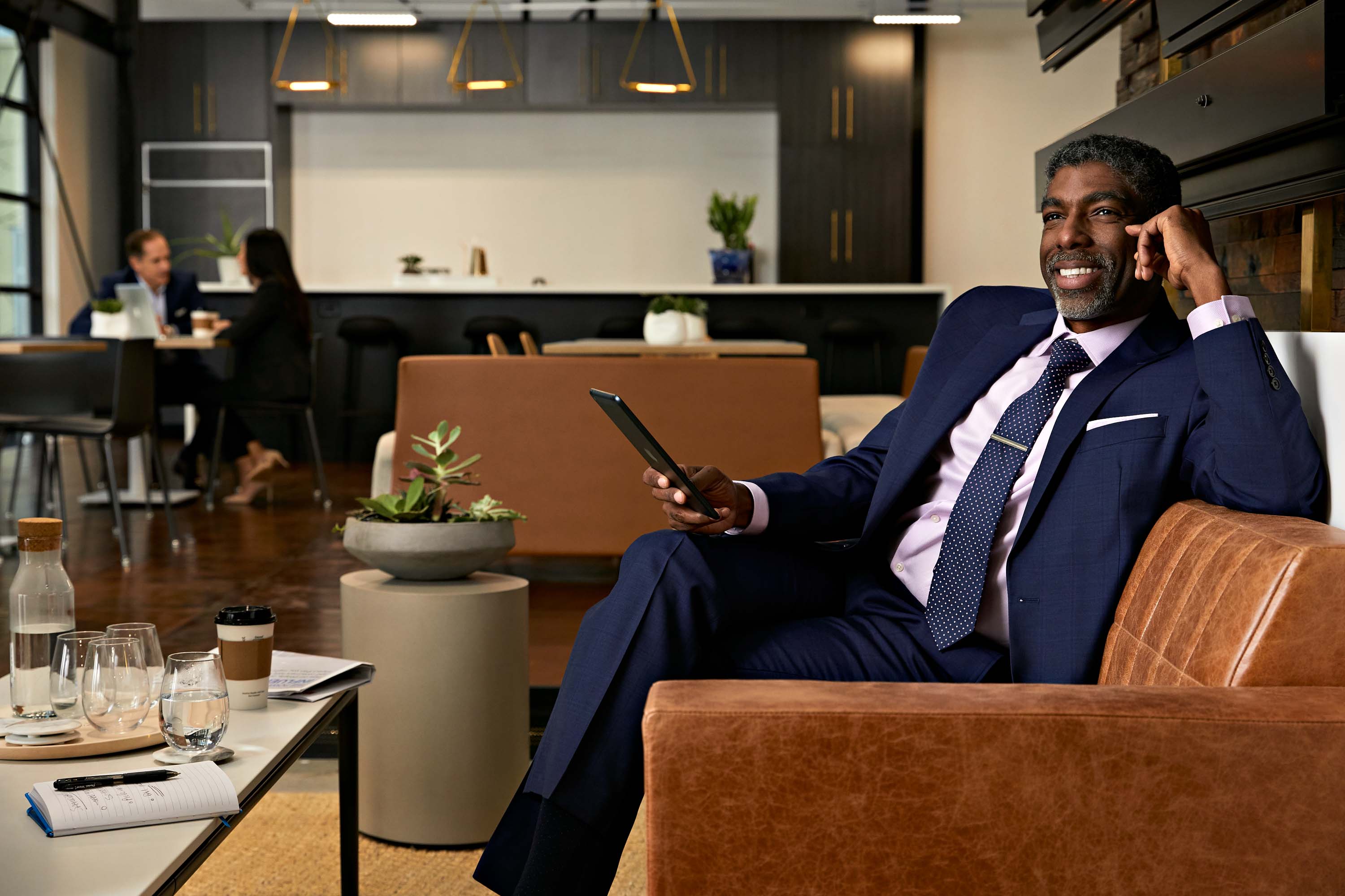 African American executive businessman in hotel lobby, Atlanta