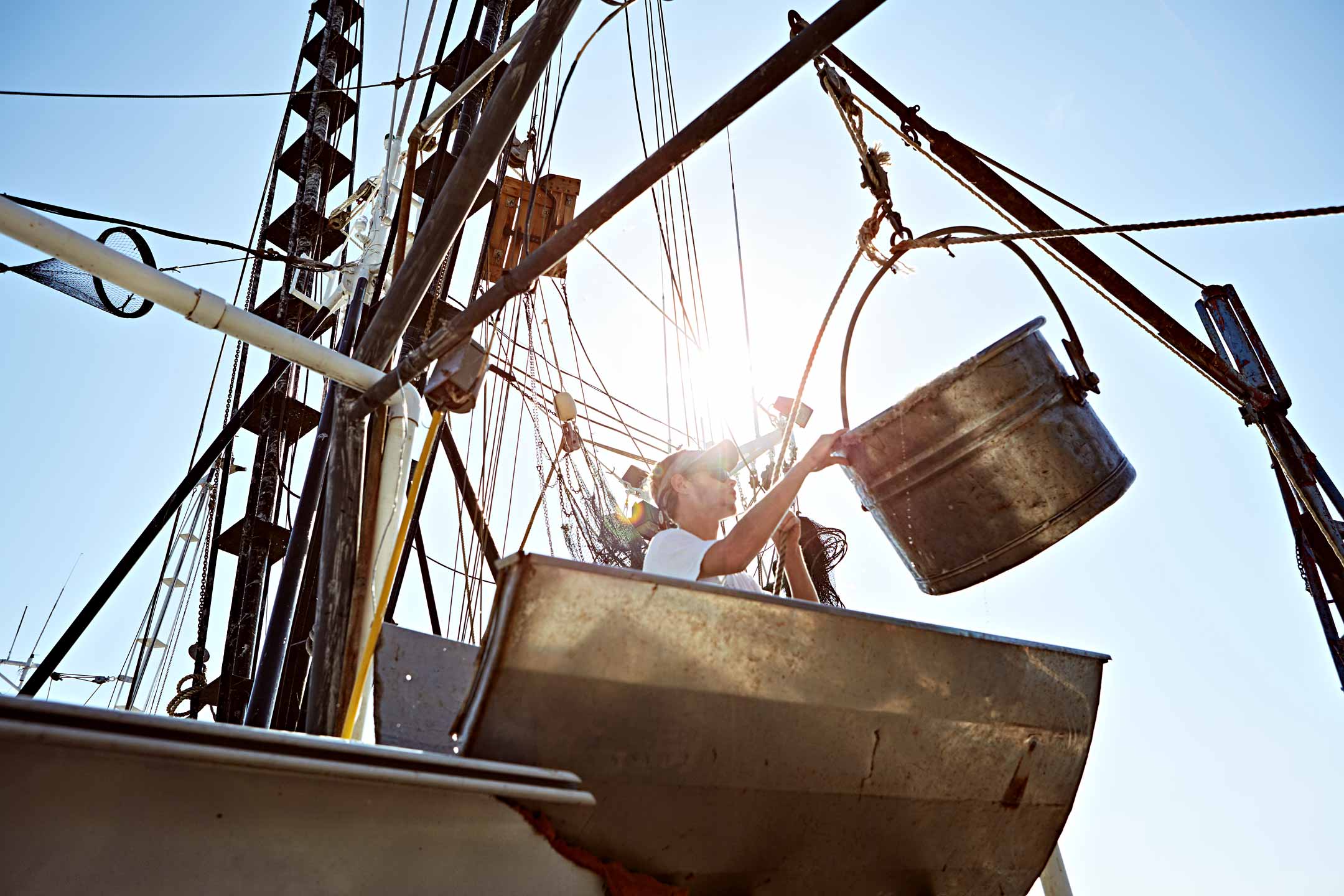 Shrimp being unloaded from shrimp boat. Atlanta lifestyle photographer Nick Burchell